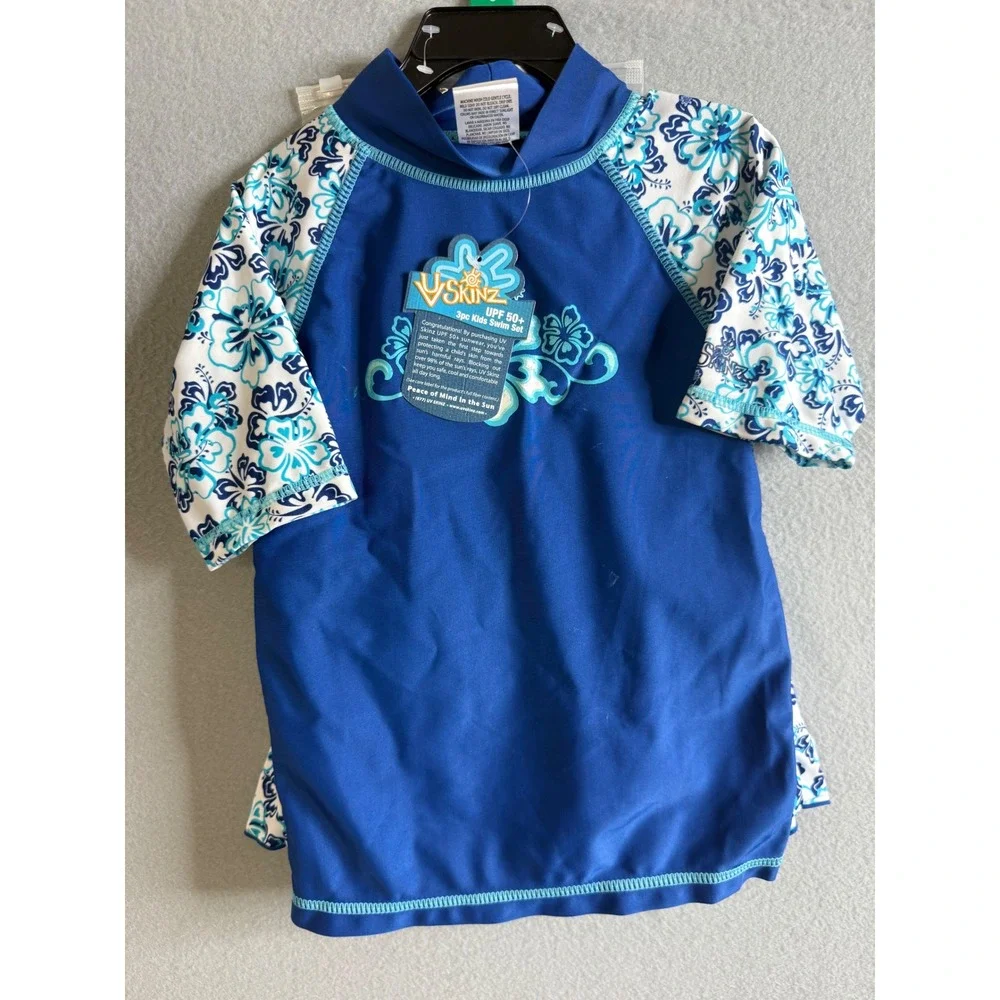 UV Skinz Swim Set Girl 6 UPF 50+ Sun wear 3-Piece Kids Swimsuit with‎ Hat NWT